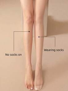 1 Pair Solid Color Basic Socks, Suitable For Everyday Wear - Apricot - View 3