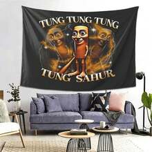 Tung Tung Tung Sahur Idea Inspiration Tapestry Vintage Movie Poster Style, American Vintage Wall Hanging, Nostalgic Intricate Design, Perfect For Wall Decoration, Essential For Family Party Decor - Nhiều màu - Xem 4
