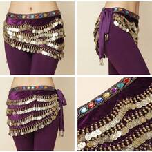 1pc Women's Wavy Belly Dance Belt Hip Scarf Women's Sweet Belly Dance Golden Coin Hip Scarf Skirt Wrap Noisy - Multicolor - View 8