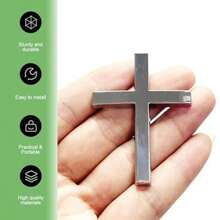 2 PIEZAS Calcomanías de cruz para auto Emblema personalizado 3D Pegatina a prueba de óxido Autoadhesiva Decoración Emblema plateado universal Insignia exterior para carrocería, maletero, portón trasero, guardabarros, parachoques - Plateado - Ver 6