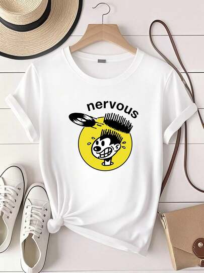T-shirt pour femmes Imprimé Nervous Record T-shirt Cadeau idéal Tee