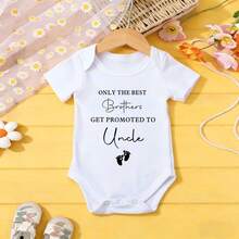 Baby Bodysuit Uncle Promotion Print Pure Cotton Non-Irritating Snap Closure Breathable Stretchy Cute Print Perfect For Gifting & Everyday - trắng - Xem 2