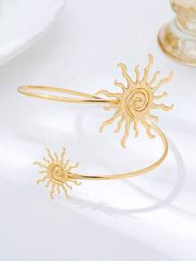 1 pieza Brazalete de brazo con sol minimalista y elegante, cadena de brazo de verano con estilo y refrescante, adecuado para uso diario de mujeres, varios días festivos, regalo del Día de la Madre, socializar, fiestas, actividades, playa, vacaciones, accesorio de joyería - Dorado - Ver 3