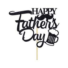 1pc Blue/Black Glitter Happy Father's Day Cake Topper With Beer & Beard Design, Perfect For Father's Day Party Cake Decorations Supplies - View 6