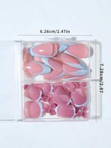 48pcs Nail Set - Glossy Acrylic Material, Includes 24pcs Almond-Shaped Fingernails And 24pcs Toenails, Full Coverage, Elegant French Manicure Design, Suitable For Women And Girls, Can Be Used For Nail Salon Or DIY Home Manicure - Multicolor - View 4