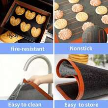 1/2pcs Reusable Silicone Baking Mat, Grill Mat, Oven Mat, Cake Tray Mat, Macarons, Cookies Baking Tools, Kitchen Accessories, Household Kitchen Supplies - Red - View 4