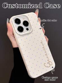 Customized Minimalist Classic Polka Dot Handwritten Signature Short Phrase Phone Case, Customizable Color And Texture, Suitable For IPhone 11 12 13 14 15 16 17 Pro Max - Multicolor - View 2