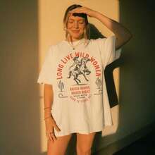 Long Live Wild Women | Womens Rights Vintage  Shirt, Western Grunge Cowgirl, Resist  Graphic Crewneck, Freedom TShirts - trắng - Xem 11