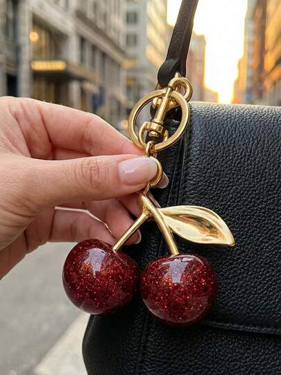 New Fashion Crystal Cherry Metal Keychain, Suitable For Daily Wear, Can Be Used As Bag Accessories, Can Be Given As Gifts To Family, Friends, Classmates, Couples, Birthday, Teachers, Valentine's Day Souvenirs