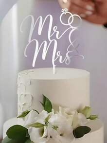 婚禮蛋糕頂部裝飾，鑽石戒指款式夫妻款，派對慶祝飾品 - 彩色 - 查看 9