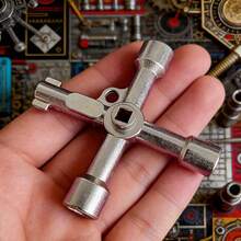 Multi-Function Cross-Head Wrench – Triangular Key With Hexagonal Shaft, Suitable For Electrical Control Boxes, Elevator Doors, Faucet Valves. Heavy-Duty Industrial Maintenance Accessory With Robust Design And Premium Construction - A - View 3
