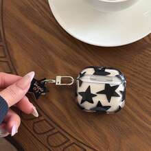 透明星形图案耳机保护套，亚克力防摔保护壳，兼容苹果Pro 3/2/4，节日礼物，适合送给女朋友 - 黑與白 - 查看 5