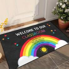 Rainbow Smile Sun Pattern Doormat, Welcome Mat, Entrance Rug, Foyer Carpet, Living Room Carpet, Bedroom Carpet, Kitchen Mat, Hallway Carpet - Premium - View 1