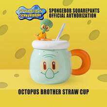 SpongeBob SquarePants “快乐起来”陶瓷咖啡杯，儿童频道官方授权饮品收藏品，趣味十足的施瓦姆科普夫新奇茶杯，正面参考设计，适合作为男女粉丝的生日和圣诞礼物，是办公室和家庭厨房的理想之选。 - 彩色 - 查看 9
