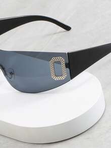 1副Y2K风格无框时尚眼镜，简约优雅 - 黑色 - 查看 3