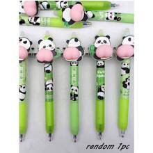 5支/套可爱弹力回弹笔，学生可轻松按压圆珠笔进行解题，熊猫造型弹力音乐圆珠笔，减压解压，高品质学生签名笔 - 多款 - 查看 4