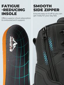 Lightweight 8" Composite Toe Work Boots For Men – Side Zipper, ASTM F2412-24 & F2913-24 Safety Boots For Construction Warehouse - màu đen - Xem 6