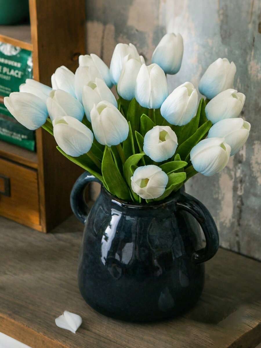 20 bông hoa tulip xanh nhân tạo, thích hợp trang trí ngày Valentine, nhà cửa, phòng ngủ, phòng khách, tiệc sinh nhật. - Màu xanh lam - Xem 1