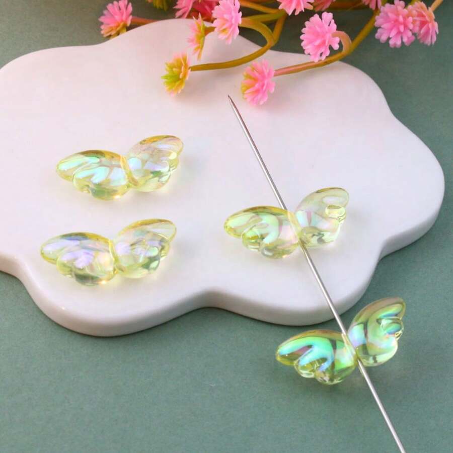 10/20颗亚克力天使翅膀造型珠子，适合DIY首饰制作，如项链、手链、耳环、包包链、钥匙扣等。 - 彩色 - 查看 1