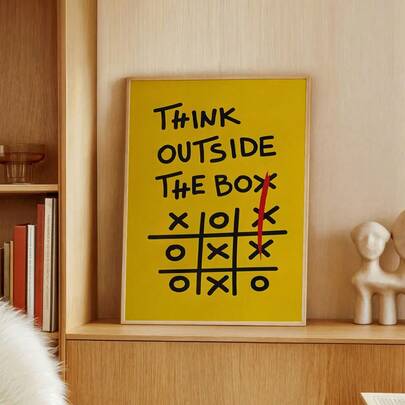 1PC Think Outside The Box Wall Art, Creative Motivational Poster, Office Inspiration Print, Modern Typography Decor, Entrepreneur Gift, Frameless