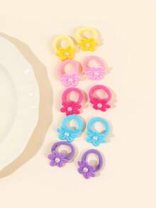 25PCS Flower Hair Ties For Girls Faux Pearl Decor Elastic Hair Ties Macaron Assorted Muted Color Hair Holder Cute Sweet Style Hair Tie Set For Spring Vacation And Casual Daily Wear Colorful Headdress Teens Hair Accessories - Multicolor - View 4