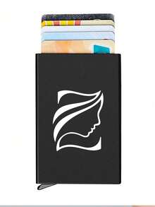 1pc Personalized Laser Engraved 26 Letter Name Card Holder, Aluminum Credit Card Case, Anti-Magnetic RFID Wallet With Auto Pop-Up Card Slot - Black - View 12