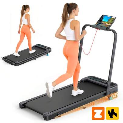 3 In 1 Folding Treadmill, Walking Pad With 10% Incline, 145kg Capacity, 1.0-10km/H, Under Desk Treadmill With LED Display Remote Control & ZWIFT/KINOMAP APP, Easy To Move And Store