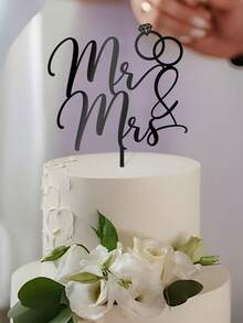 婚禮蛋糕頂部裝飾，鑽石戒指款式夫妻款，派對慶祝飾品 - 彩色 - 查看 8