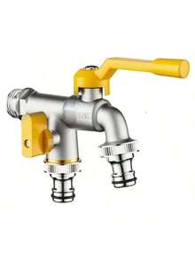 Thickened Outdoor Faucet Frost Protection, Yard Garden 1 Inlet 2 Outlet Outdoor Home Single Cold Quick Connect Double Spigot - Multicolor - View 5
