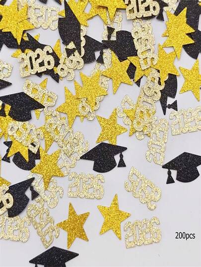 100/200pcs Confetti For Graduation Season Party Decorations, 2026 Doctor Hat Star 3 Styles Mixed, Suitable For Graduation Season Table Decoration, Event Party Decorations