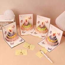 1pc 3D Paper Cake Greeting Card, Highly Atmospheric - Sets - View 2