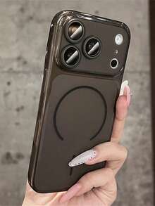 Ốp lưng điện thoại cao cấp mờ, bán trong suốt, có nam châm dành cho iPhone 17 Pro Max, 17 Pro, 17, 16, 15, 14, 13 Pro Max, thiết kế tối giản, chống sốc, mềm mại. - Trong suốt màu đen - Xem 2