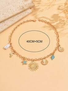 1 chiếc dây chuyền mặt trời vàng đính ngọc trai giả, sao biển và vỏ sò tráng men, thích hợp cho thanh thiếu niên, đeo hàng ngày và đi nghỉ mát ở bãi biển. - Nhiều màu - Xem 4