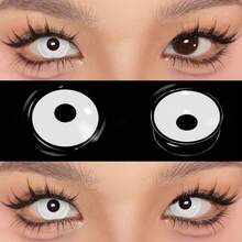 1 paire MESIRU de lentilles de contact cosmétiques jetables annuelles, souples, de 14,5 mm, convenant pour un port quotidien - Blanc - Voir 1