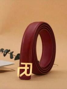 优雅金色字母合金光滑扣皮带，休闲百搭牛仔裤腰带，适合海滩、办公室、学校等场合。 - 彩色 - 查看 9