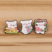 Cute Cartoon White Dogs Enamel Pins Funny Animals Quotes Brooch Lapel Pin Badge On Backpack Clothing Accessories Fashion Jewelry Friends Gifts - White - View 7