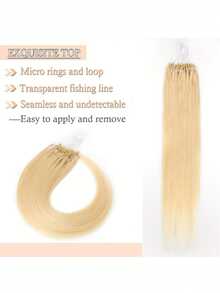 Human Hair Microlink Hair Extensions Microbead Human Hair Extensions Real Human Hair Micro Beads Fish Line Extensions Seamless Loop Hand Tied Hair Micro Loop Blonde Hair Extensions Bleach Blonde Cold Fusion Extensions For Daily - Multicolor - View 1