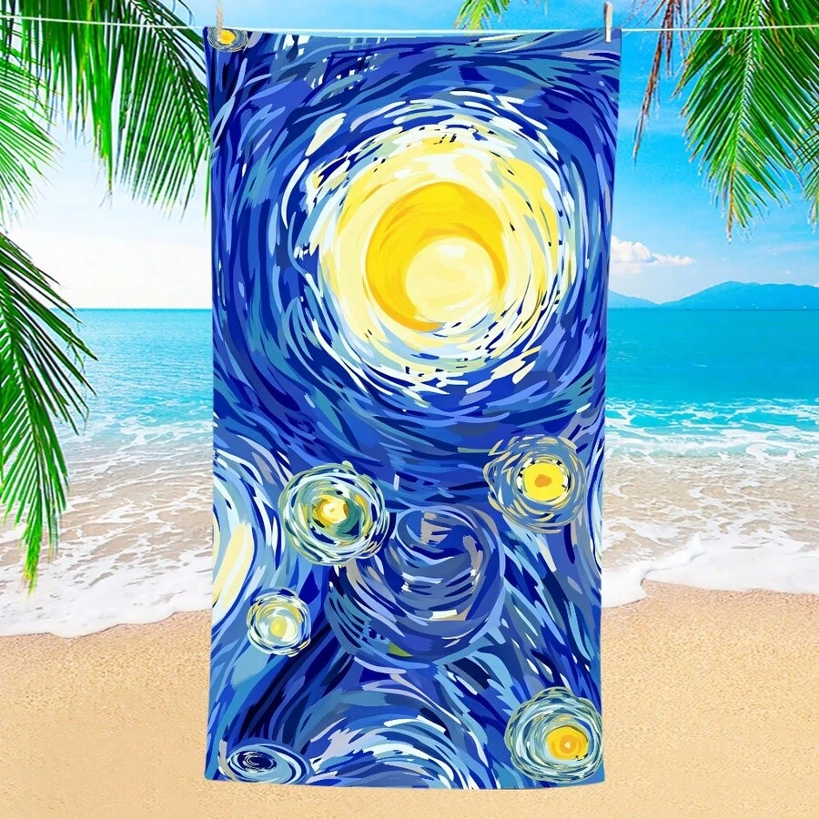 1条艺术星空沙滩巾,超柔软超细纤维特大号沙滩毯,高吸水性浴巾,适合旅行、游泳池、潜水、冲浪、瑜伽、露营,多种尺寸可选,沙滩必备配件 - D - 查看 1