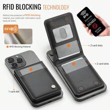 LC.IMEEKE 1 chiếc ví da PU từ tính có nam châm, kèm giá đỡ thẻ, phụ kiện tương thích với iPhone 17 16 15 14 13 12 Pro/Pro Max/Plus/Mini dành cho nam, ví đựng tiền mini, ví cầm tay, ví nhỏ đựng thẻ, vật dụng cần thiết khi đi du lịch. - màu đen - Xem 2