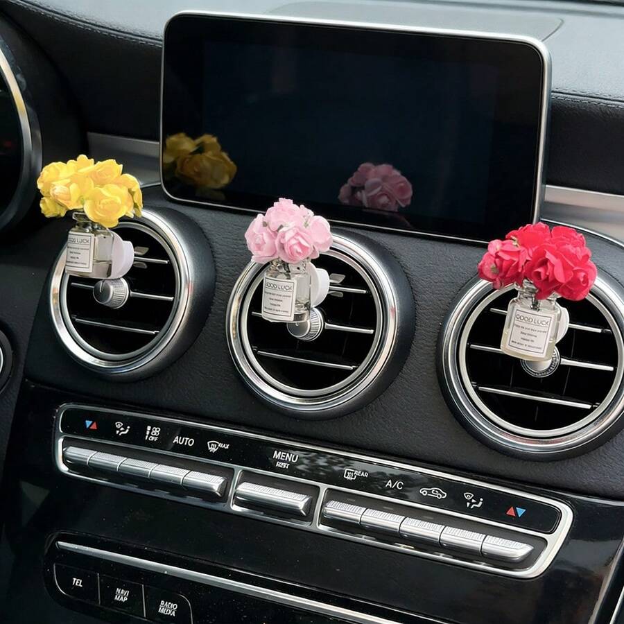 Artificial Flower Car Air Vent Clip, Creative Car Air Conditioning Vent Decor Clip, Car Interior Decoration - A - View 1