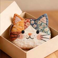 2Pcs Cartoon Cat Colorblock Fabric Coin Purse, Portable Mini Wallet For Daily Use & Festival Gifts - 2 Pcs - View 4