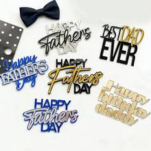 1pc/3pcs Acrylic "Happy Father's Day" And "Happy Father's Birthday" Cake Topper Set - Gold/Black/Blue/Silver "World's Best Dad" Cake Decoration For Men's Birthday And Father's Day Party Supplies - Multicolor - View 1