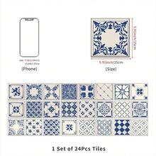 24 miếng dán gạch màu xanh dương và trắng, tự dính, kích thước 10/15cm, chống thấm nước, thích hợp cho nhà bếp và phòng tắm. - Màu xanh không gian - Xem 12