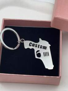 Llavero personalizado de acero inoxidable con grabado - Texto personalizado, diseño resistente a la corrosión, estilo casual - Multicolor - Ver 2