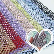 1pc Tulle Mesh Elastic Fabric With Luxury Rhinestones, 35x50cm, Suitable For Wedding Dress, Headscarf Decor - Multicolor - View 9