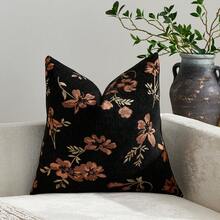 1pc Black (No Insert) Floral Pattern Throw Pillow Cover, Modern Fashion Luxury Comfortable Soft Jacquard Cushion Case, Suitable For Daily Home, Sofa, Bed, Bedroom, Living Room, Cafe, Exhibition Hall, Decorative Pillow Cover, Daily Holiday Party Decoration, Spring Summer Autumn Winter, All Season - Black - View 7