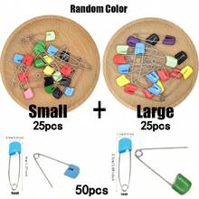 25/50pcs Colorful Plastic Head Safety Pins, 2.1 Inch Stainless Steel Lock Design, Multi-Size Durable Safety Pins, Suitable For Diapers, Bibs, Sewing, Quilting, Crafts, Fabric Positioning And Daily Home Or Office Use - Random Mixed Colors - A-Colorful - View 14