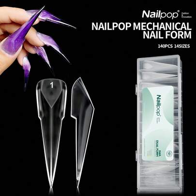 nailpop 机械美甲模具，独特龙爪透明美甲延长模具，14种尺寸，轻松DIY美甲沙龙美甲工具