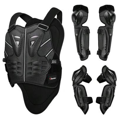 1 pieza Chaleco de armadura para motocicleta Rodilleras y coderas para motocicleta Protección de rodilla para carreras todoterreno Protector de pecho y espalda Chaleco de armadura para ciclismo, motocross, bicicleta de montaña y todoterreno Equipo de protección corporal anti-caídas Accesorios de ciclismo Artículos esenciales para conductores Regalo para conductores hombres y mujeres