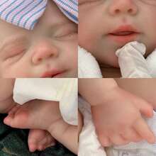 18英寸逼真硅胶重生娃娃，3D彩绘皮肤纹理，防水，柔软，可张嘴，可爱逼真的解剖学女娃娃，送给孩子的完美礼物 - Reborn Doll - 查看 7